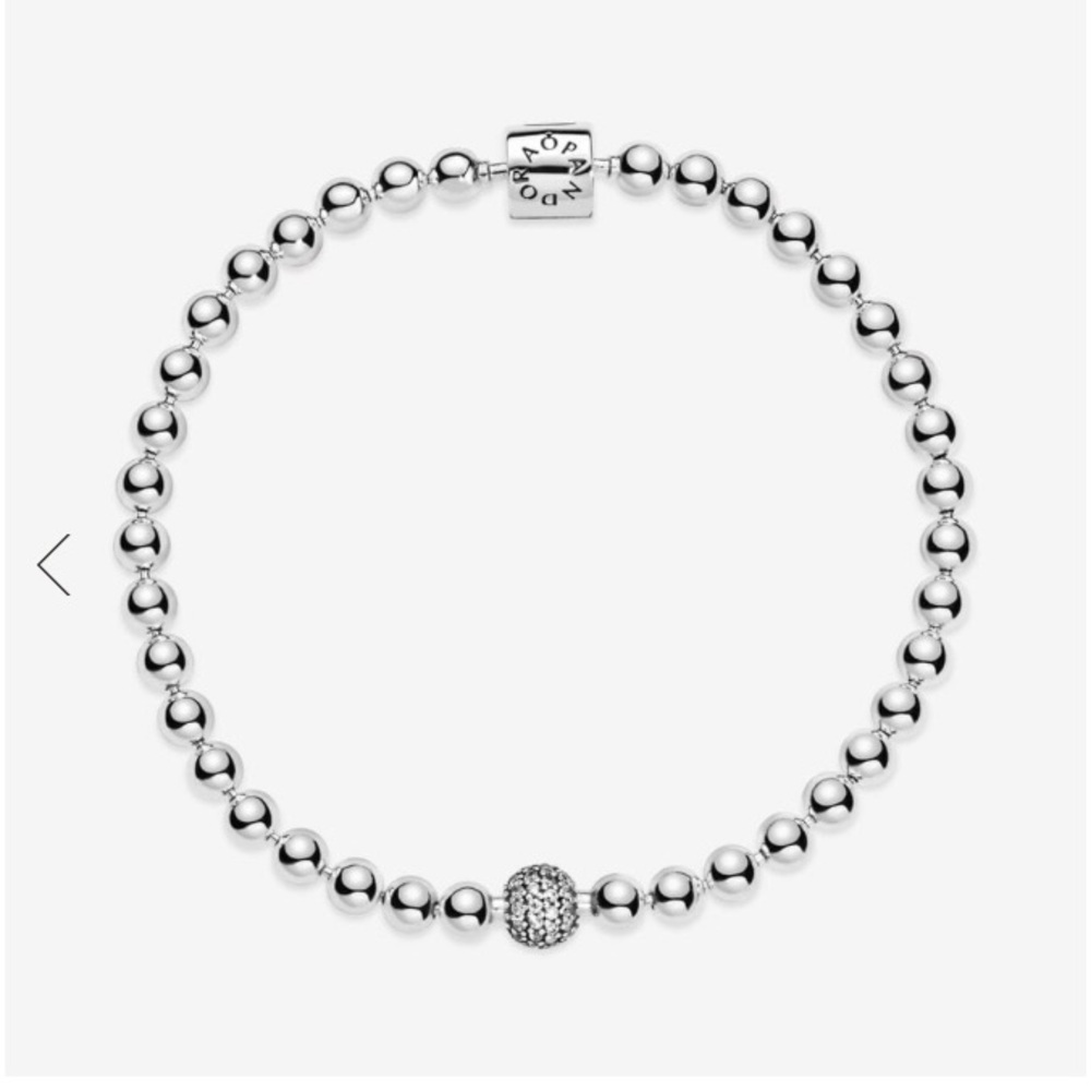 AUTHENTIC -Pandora Bead and Pave Sterling Silver Bracelet -size 6.7” - Brand new